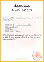 Vista previa - Unidades / Secuencias / Situaciones de Aprendizaje - Juego de DOMINO (imagen-palabra) - SCHOOL OBJECTS- 28 fichas - página 1