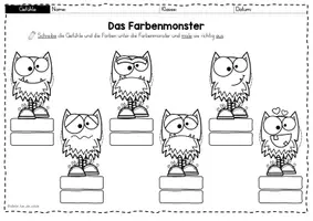 Vorschau - Arbeitsblätter - Das Farbenmonster Arbeitsblätter – Gefühle Grundschule (Klasse 1–2) | Emotionen erkennen & benennen - Seite 2