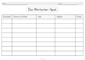 Vista previa - Hojas de trabajo - ALEMÁN clase de palabra juego alto el lápiz Spiel Deutsch - página 2