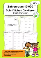 Vorschau - Arbeitsblätter - Schriftliches Dividieren- Zahlenraum 10000 - 3fach differenziert - Deckblatt