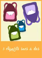 Aperçu - Feuilles d'exercices - 3 cliparts de sacs à dos + 8 cliparts de fournitures scolaire - Page 1