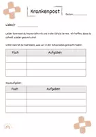 Vorschau - Aufgabenkarten - Krankenmappe und Krankenpost im Boho Stil - Seite 1