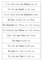 Vorschau - Arbeitsblätter - Satzstreifen Die vier Fälle des weiblichen Namenwortes/Nomens - Deckblatt
