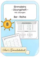 Vorschau - Arbeitsblätter - Einmaleins: Übungsheft 8er-Reihe Multiplikation inkl. Lösungen - Deckblatt