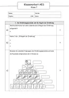 Vorschau - Klassenarbeiten - Klassenarbeit Ernährung/Konsum mit Lösung - Deckblatt