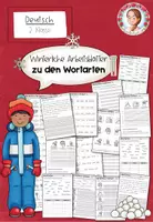 Vorschau - Stationenlernen - Arbeitsblätter Winter Wortarten (Klasse 2) Deutsch - Deckblatt