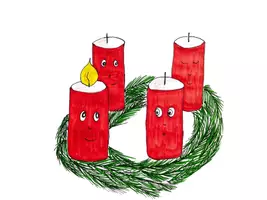 Vorschau - Mal- und Bastelvorlagen - Ausmalbild oder Klappkarte für Weihnachten - vier Kerzen - Adventskranz - Seite 2