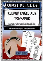 Vorschau - Mal- und Bastelvorlagen - Kleiner Engel aus Tonpapier - Baumanhänger/ Weihnachtsgeschenk - Weihnachten, Bastelarbeit Klasse 1 bis 4 - Deckblatt