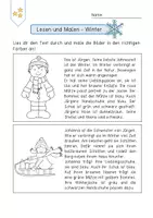 Vorschau - Arbeitsblätter - Lesen und Malen Winter-Set 3fach-differenziert - Seite 1