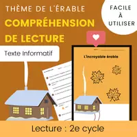 Aperçu - Feuilles d'exercices - Compréhension de Lecture Texte Informatif ÉRABLE - Page de couverture