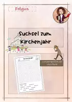 Vorschau - Arbeitsblätter - Suchrätsel / Buchstabengitter zum Kirchenjahr (+ interaktives Buchstabengitter) - Deckblatt