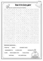 Vorschau - Arbeitsblätter - Suchrätsel / Buchstabengitter zum Kirchenjahr (+ interaktives Buchstabengitter) - Seite 1