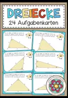 Vorschau - Aufgabenkarten - DREIECKE - Winkel und Seiten abmessen (24 Aufgabenkärtchen) - Deckblatt