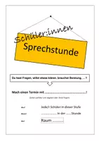 Vorschau - Fördermaterial/Inklusion - Schild - SchülerInnen-Sprechstunde - Deckblatt