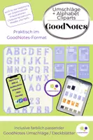 Vorschau - Bildkarten - Cliparts | Alphabet + Zahlen + Umschläge | GoodNotes Watercolor - Deckblatt