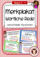 Vorschau - Stationenlernen - Wörtliche Rede - Merkplakate - Deckblatt