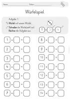 Vorschau - Arbeitsblätter - Aufgaben würfeln: Addition Zahlenraum 20 (Freiarbeit) - Seite 2