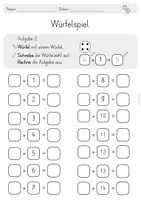 Vorschau - Arbeitsblätter - Aufgaben würfeln: Addition Zahlenraum 20 (Freiarbeit) - Seite 3