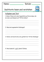 Vorschau - Arbeitsblätter - Lesetext über gefährliche Trends: Mutproben im Internet - Seite 2