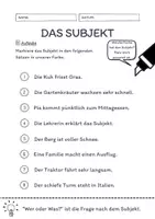 Vorschau - Arbeitsblätter - Das Subjekt Übungen (V) | differenziert - leicht - Seite 1
