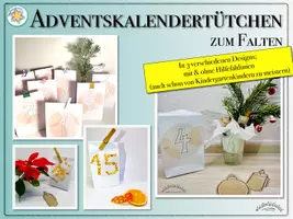 Vorschau - Mal- und Bastelvorlagen - Adventskalender-Tüten basteln für einen befüllbaren Weihnachtskalender (3 Design-Varianten, mit & ohne Falthilfslinien; - als nachhaltigen Adventskalender auf Schmierpapier ausdruckbar) - Seite 1