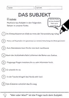 Vorschau - Arbeitsblätter - Das Subjekt Übungen (IV) | differenziert - schwer - Seite 1