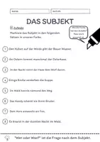 Vorschau - Arbeitsblätter - Das Subjekt Übungen (V) | differenziert - schwer - Seite 1