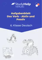 Vorschau - Arbeitsblätter - Aufgabenblatt Deutsch: Das Verb - Aktiv und Passiv (6. Klasse) - Deckblatt
