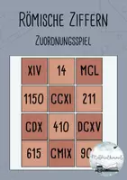 Vorschau - Spiele - Römische Ziffern - Zuordnungsspiel - Deckblatt