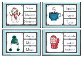 Vorschau - Stationenlernen - Winter - Wörter lesen - Klammerkarten - Seite 3