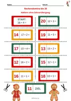 Vorschau - Arbeitsblätter - Rechendomino bis 20 - Addition mit/ohne Zehnerübergang - weihnachtlich - Deckblatt
