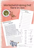 Vorschau - Arbeitsblätter - Wortschatztraining DaZ Zootiere - Deckblatt