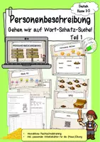 Vorschau - Arbeitsblätter - Materialpaket - Personenbeschreibung - Interaktive Wörter-SCHATZ-Suche - Seite 1