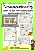 Vorschau - Interaktives Material - Personenbeschreibung - KOSTENLOSE DEMOVERSION zur interaktiven Wörter-SCHATZ-Suche - Deckblatt