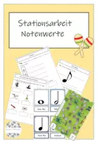 Vorschau - Stationenlernen - Notenwerte und Zählzeiten Stationsarbeit - Deckblatt
