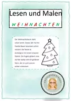 Vorschau - Arbeitsblätter - Weihnachten Lesen und Malen schwer - Deckblatt