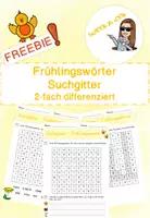 Vorschau - Arbeitsblätter - Frühlingswörter Suchgitter/Rätsel - Freebie - Deckblatt