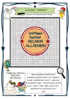 Vorschau - Arbeitsblätter - Suchsel zu Religion (allgemein) Rätsel, Spiel - Deckblatt