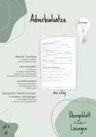 Vorschau - Arbeitsblätter - Adverbialsätze - Deckblatt