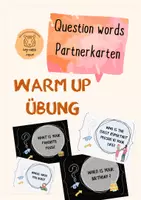Vorschau - Spiele - Question words partner cards Warm up Übung #LMPkracher2020 - Deckblatt