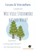 Vorschau - Arbeitsblätter - Wald - Stockwerke des Waldes - Sachtext - Leseverstehen - Leseverständnis - "richtig oder falsch" - Leseblatt mit Selbstkontrolle - Deckblatt
