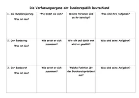 Vorschau - Arbeitsblätter - Die Verfassungsorgane der Bundesrepublik Deutschland - Seite 1