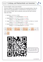 Vorschau - Arbeitsblätter - Umfang/Flächeninhalt von Vierecken (mit QR-Code zur Kontrolle) - Seite 2