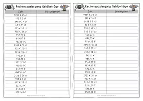 Vorschau - Anderer Materialtyp - Rechenspaziergang verschiedene Geldbeträge - Seite 1