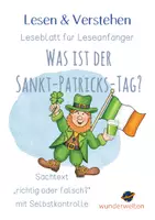 Vorschau - Arbeitsblätter - Frühling - Sankt-Patricks-Tag - Sachtext - "richtig oder falsch" - Leseblatt mit Selbstkontrolle in einfacher Sprache - Saint Patrick´s Day - Deckblatt
