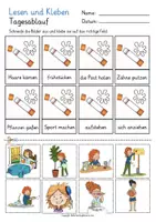 Vorschau - Arbeitsblätter - Deutsch Klasse 1 Tagesablauf DAZ Lesen und Kleben - Seite 1