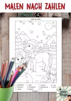 Vorschau - Arbeitsblätter - Weihnachtliches Malen nach Zahlen: Winterbild Kunstprojekt - Deckblatt