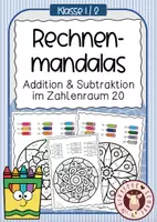 Vorschau - Arbeitsblätter - Rechnen & Malen Mandalas bis 20 – Addition & Subtraktion ohne Übergang (Mathe Klasse 1/2) - Deckblatt