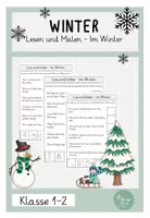 Vorschau - Arbeitsblätter - Leseverständnis Winter Lesen und kleben Klasse 1/2 - Deckblatt