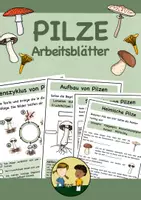Vorschau - Arbeitsblätter - Pilze Arbeitsblätter (mit Lösung) - Deckblatt